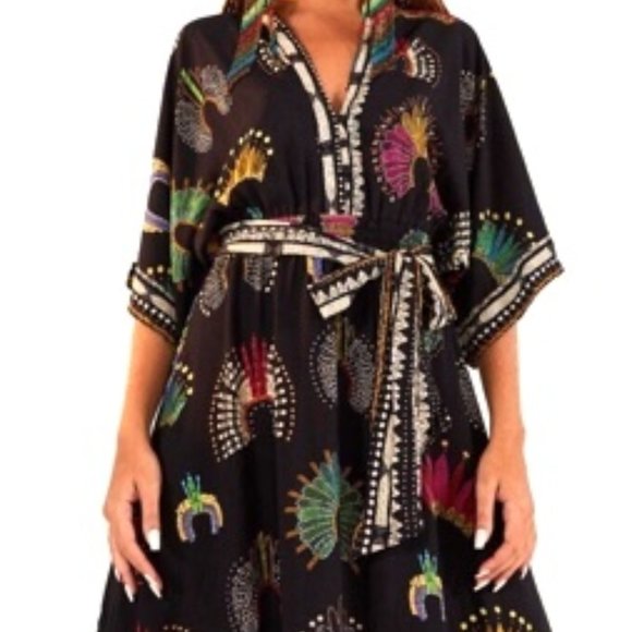 FARM Rio + Yawanawa Wonderful Feathers Headdress Print Maxi Dress - Picture 7 of 16